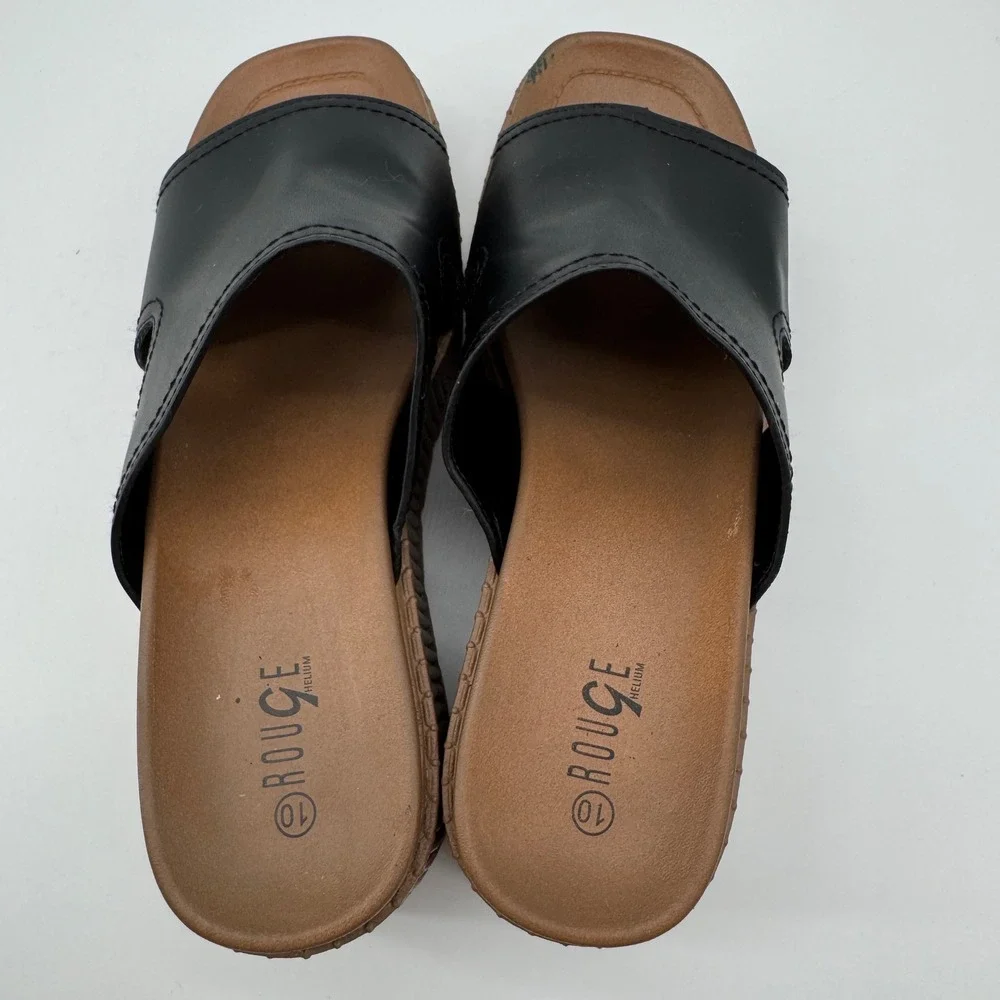 Y2K Chunky‎ Platform Slide Sandals 10 Rouge Helium Wedge Summer Festival Granola